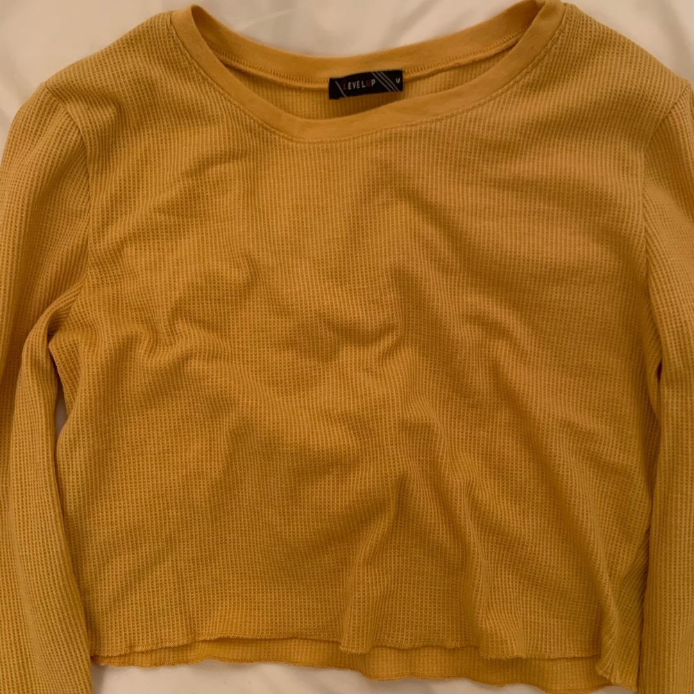 waffle long sleeve crop top